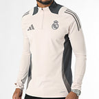 Tee Shirt Manches Longues A Bandes Real Madrid IT5133 Beige Gris