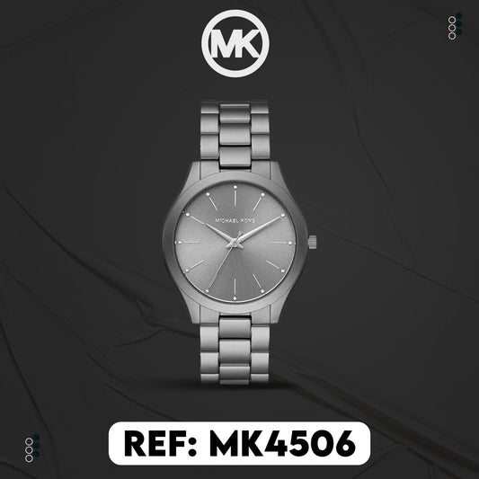 Michael Kors Slim Runway Three-Hand Gunmetal Aluminum Watch MK4506