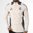 Tee Shirt Manches Longues A Bandes Real Madrid IT5133 Beige Gris