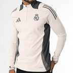 Tee Shirt Manches Longues A Bandes Real Madrid IT5133 Beige Gris