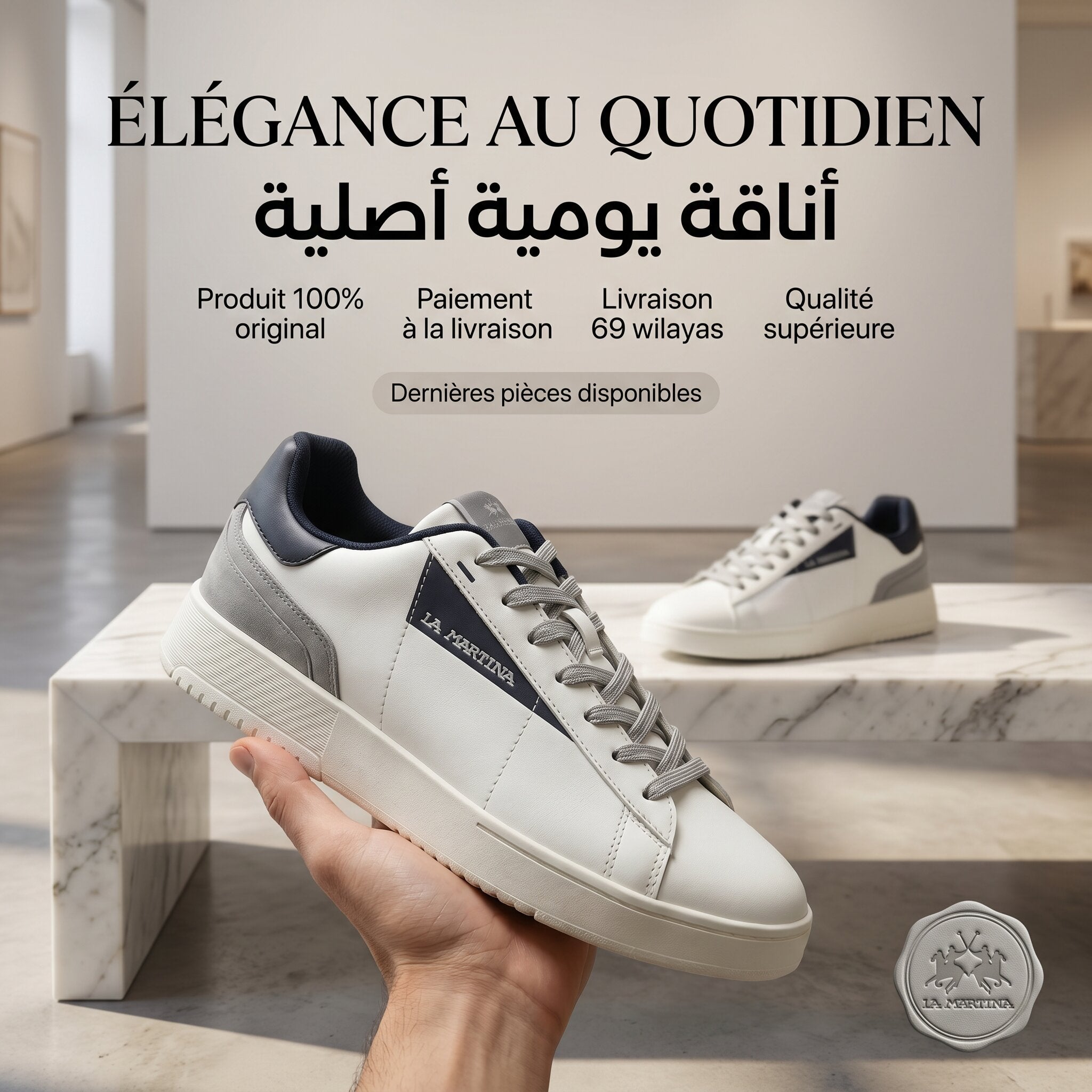 La Martina Cup Leather Sneakers White Blue